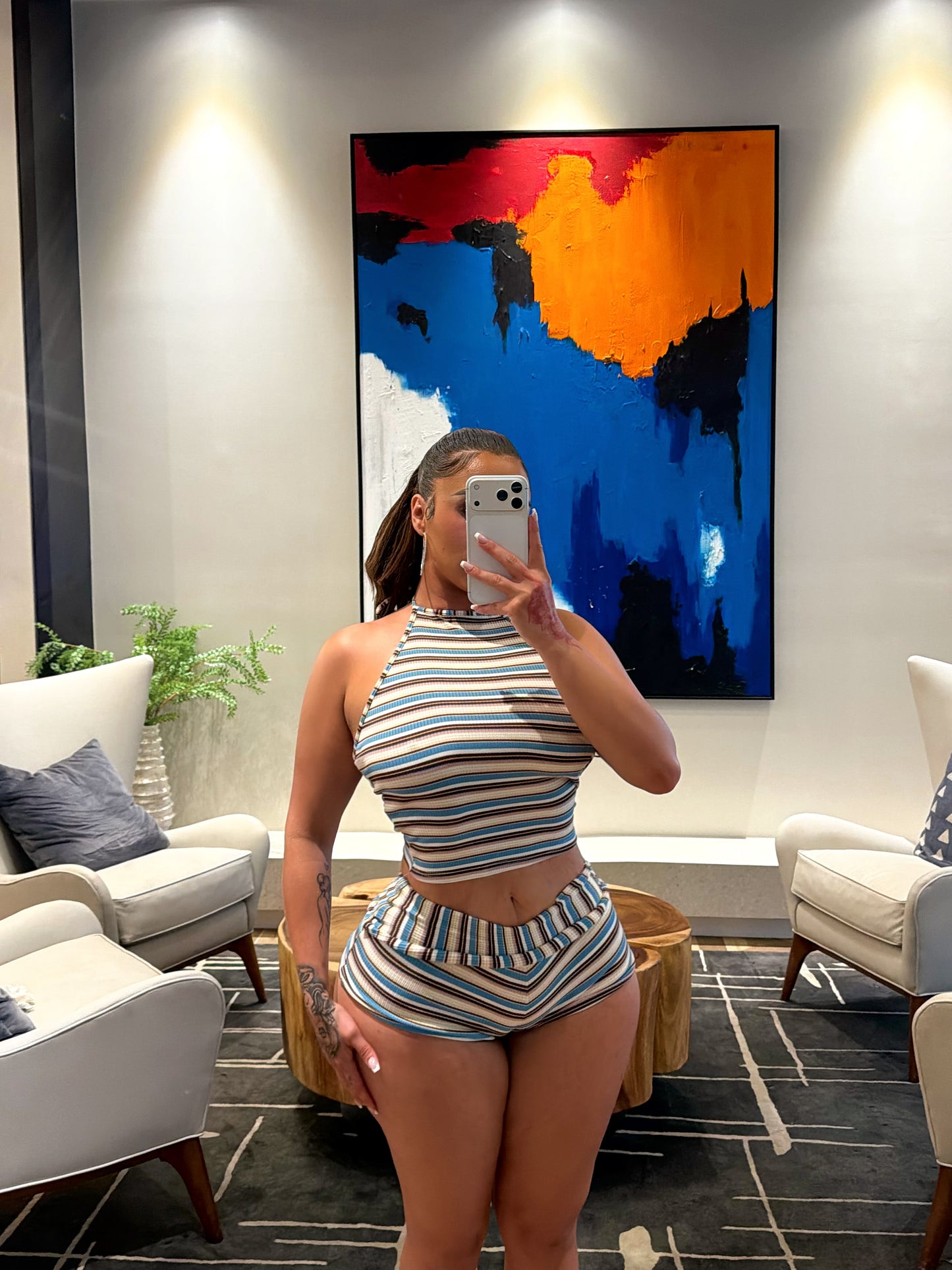 Striped Short Set